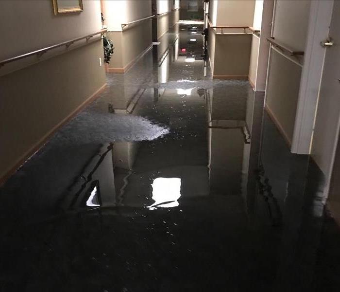 water standing in commercial hallway